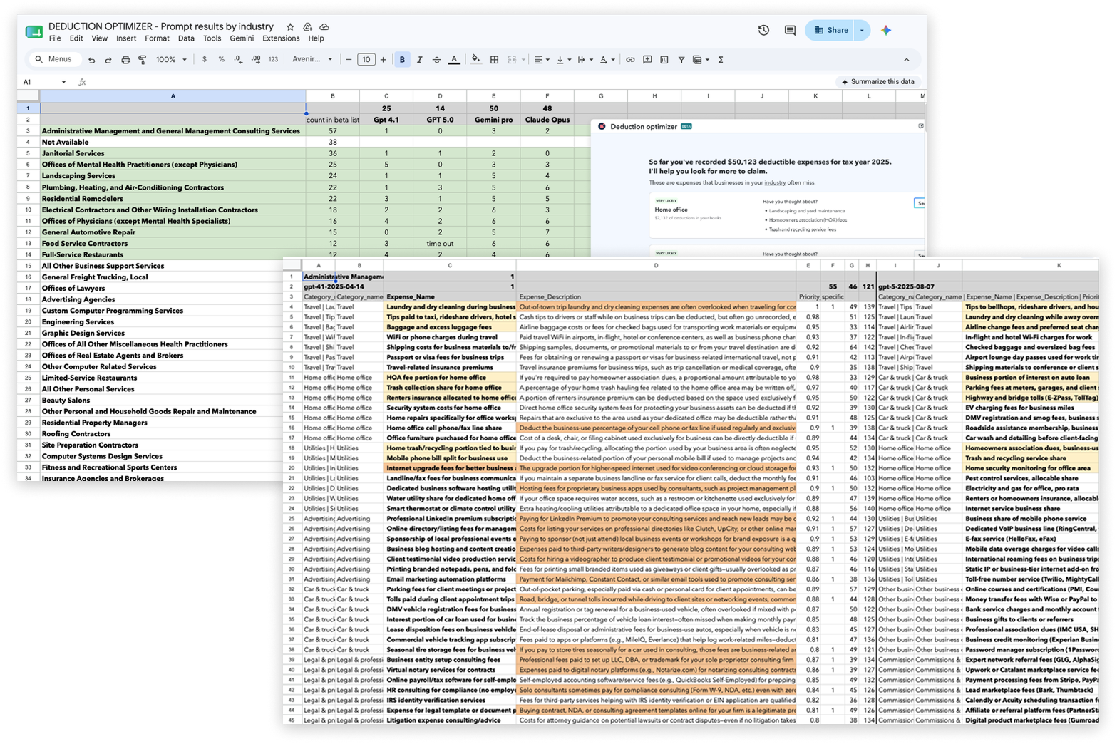 LLM outputs eval spreadsheets